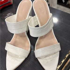 ALDO Women's White Croc-Embossed Sandals